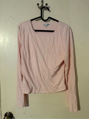 Fashion Nova Light Pink Long Sleeve Scoop-Neck Top